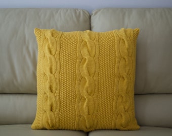 yellow knit pillow