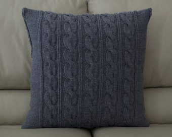 Charcoal Pillow Case 20X20 Square Pillow Knit Pillow Cable Pillow Case