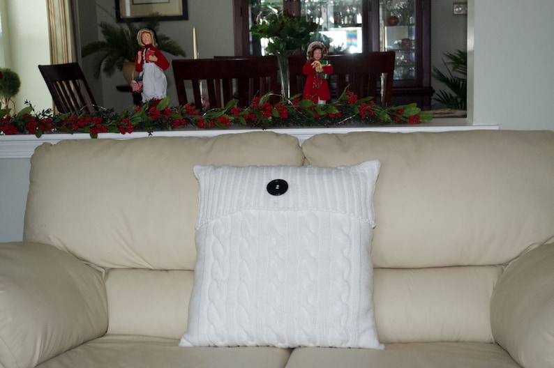 White Pillow Case 20X20 Square Pillow Knit Pillow Cable Pillow Case Etsy