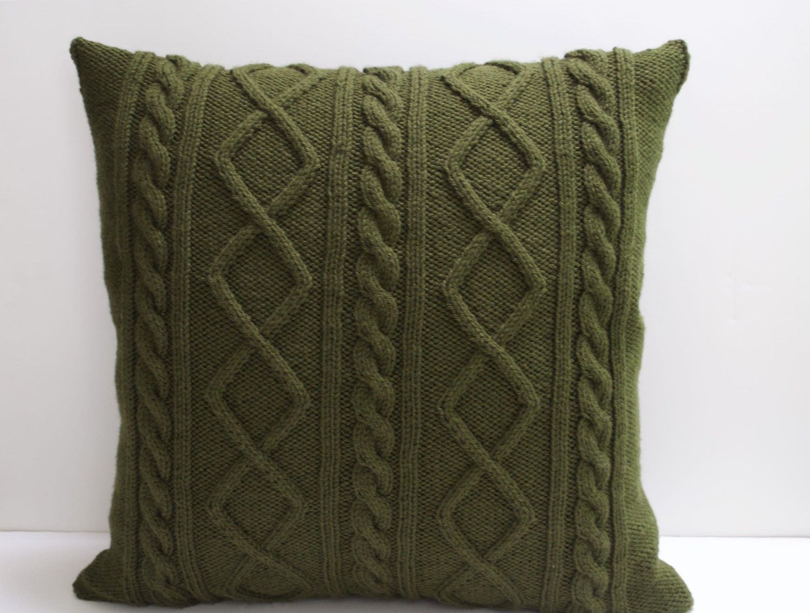 Pine Green Pillow Case 20X20 Square Pillow Knit Pillow Cable & Etsy