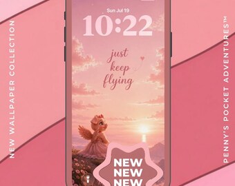 Miss Pig-possible™ Just Keep Flying Inspirational Phone Wallpaper | Pink Sunrise Lock Screen | Digital Download Bundle