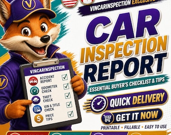 Informe de inspección VIN / Informe de inspección de vehículos en EE. UU. y Canadá (PDF), Guía de inspección de vehículos usados, Lista de verificación de vehículos imprimible, Prueba de odómetro de título