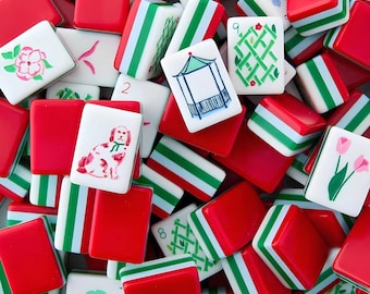 Bright Red  Acrylic American Mahjong Tiles Luxury Crystal Hand Shuffle Mah Jongg Set Custom Premium Mahjong Gift Mahjong Lovers
