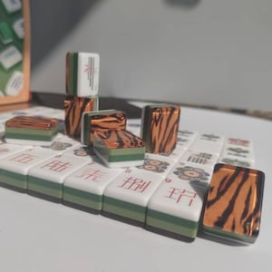 Tiger Stripe 4 Layer Acrylic American Mahjong Set,Premium Crystal Hand Shuffle Tiles,Home Gift Ready,Luxury Portable Travel Set (152 Tiles) image 2