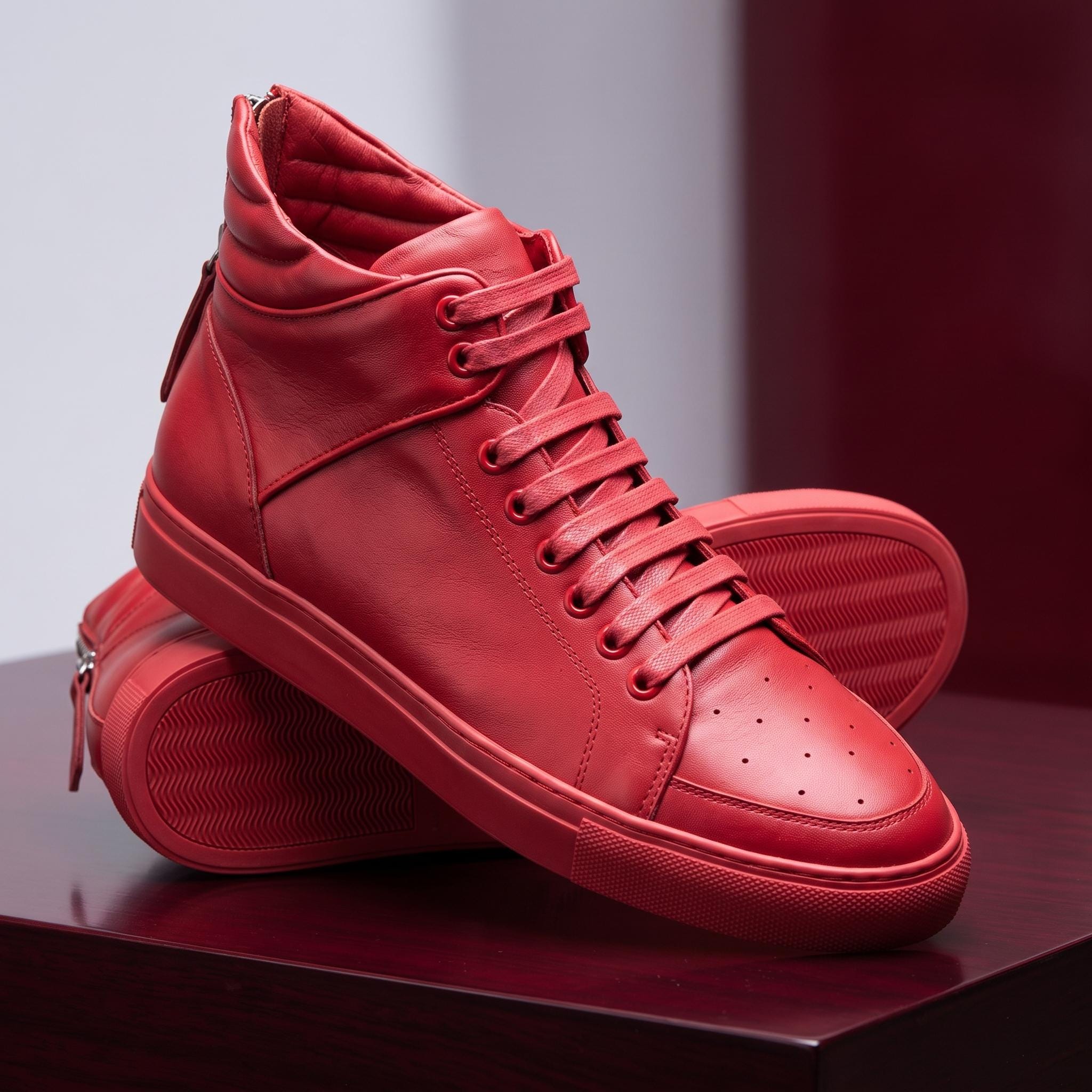 Men Leather High Top Sneakers - Etsy
