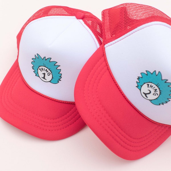Thing 1 Thing 2 Dr Seuss Red Trucker Hat for Kids and Adults