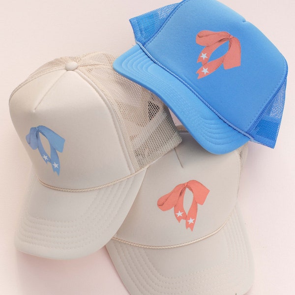 Fourth of July Coquette Girly Bow Summer Trucker Hat
