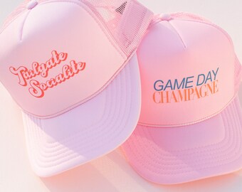 Game Day Football Season Girly Pink Trucker Hat