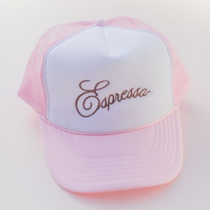 Embroidery Sabrina Carpenter Expresso Pink Trucker Hat
