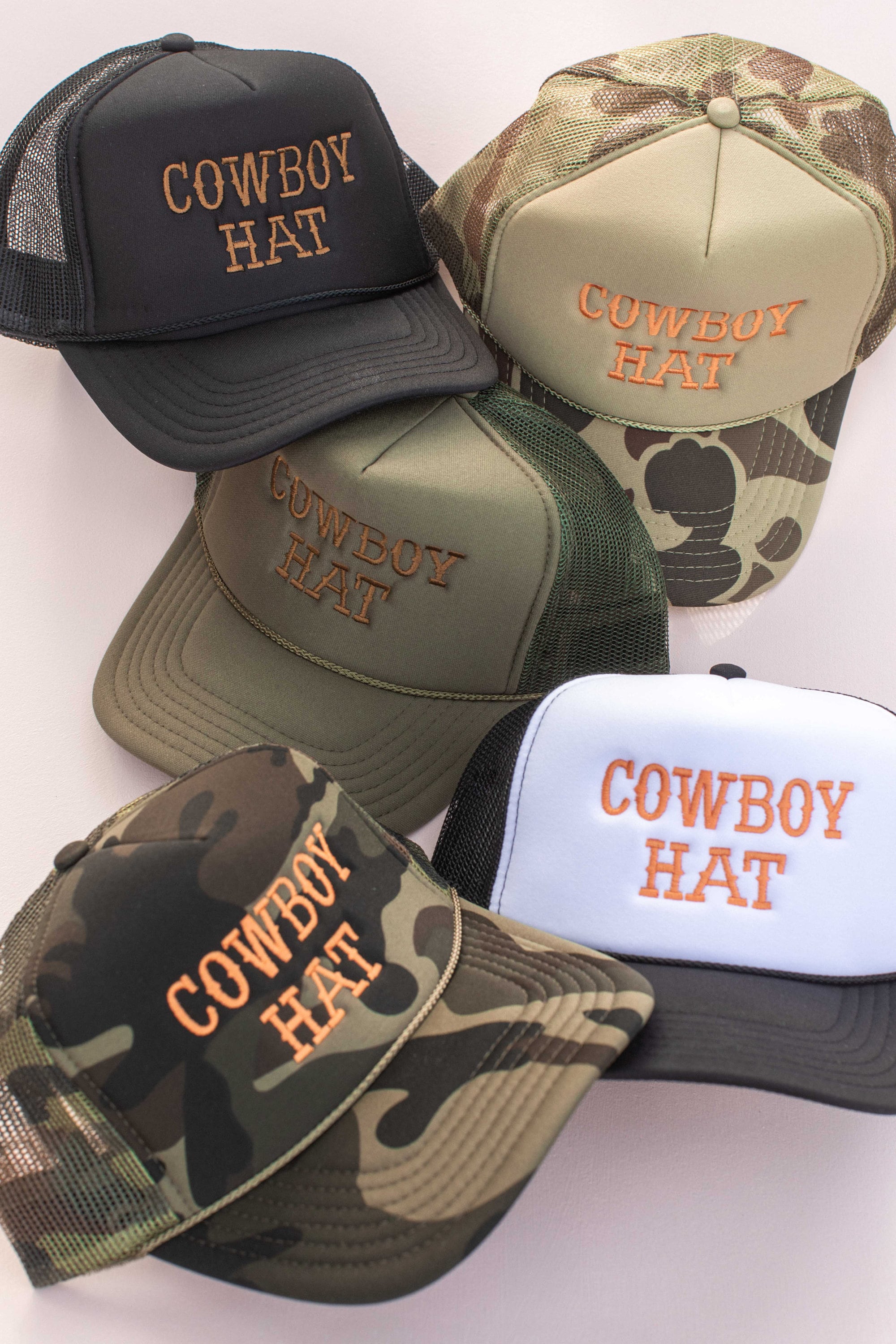 NWT OTTO Green and White Western Cowboy Trucker Hat With Embroidered Patchs Cowboy Trucker Hat — m•press hats main image 4