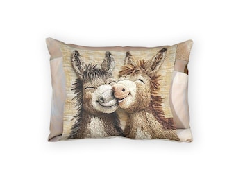 Smiling Donkeys Pillow Sham | Farm Animal Decorative Throw Pillowcase