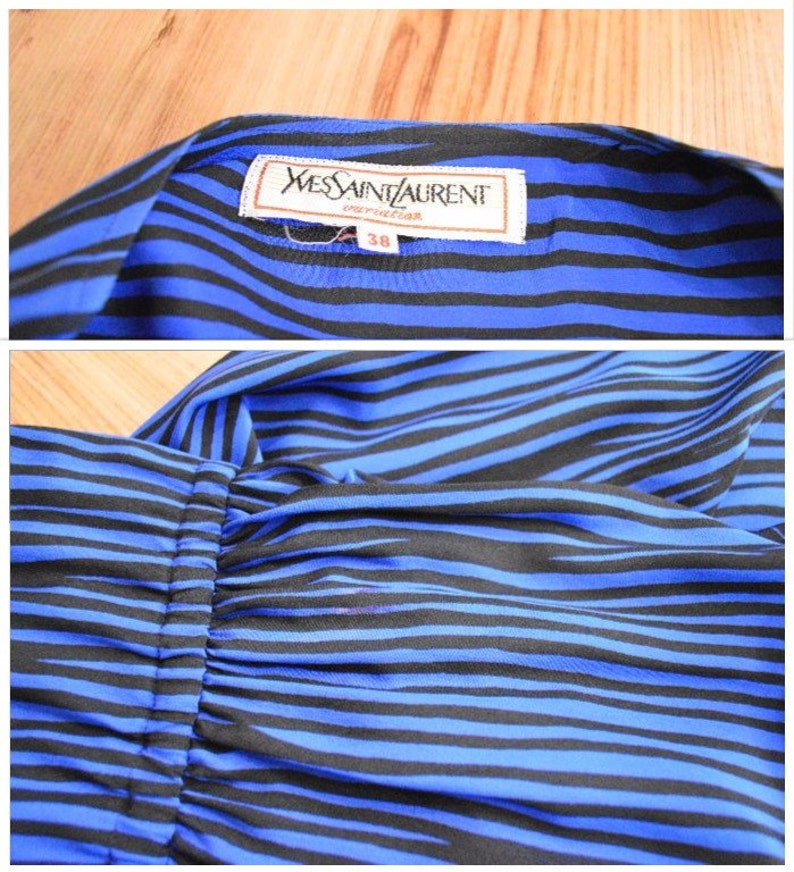 1980s Yves Saint Laurent variation royal blue and black stripe | Etsy