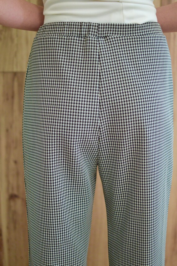 1970s Black & White High-Waisted Gingham Pants, S… - image 4