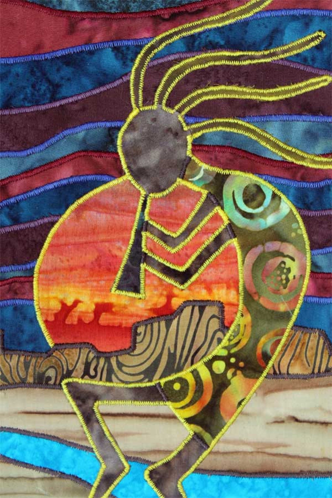 Kokopelli Native American Southwest art Art quilt on Etsy
