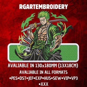 Three Sword Warrior Anime Inspired Embroidery Design Diseño De Bordado