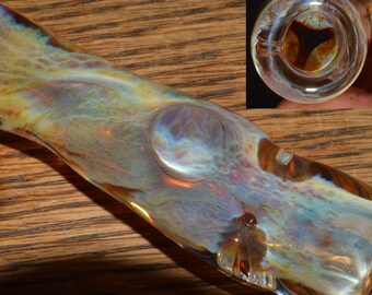 Glass Chillum Pipe Ice Pinch Color Changing Silver Creek Honeycomb Roots - Handblown