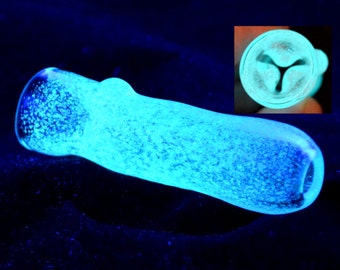 Trippy Glow in the Dark Ice Pinch Chillum with your choice of Bowl Size - Handblown Glass - Made to Order