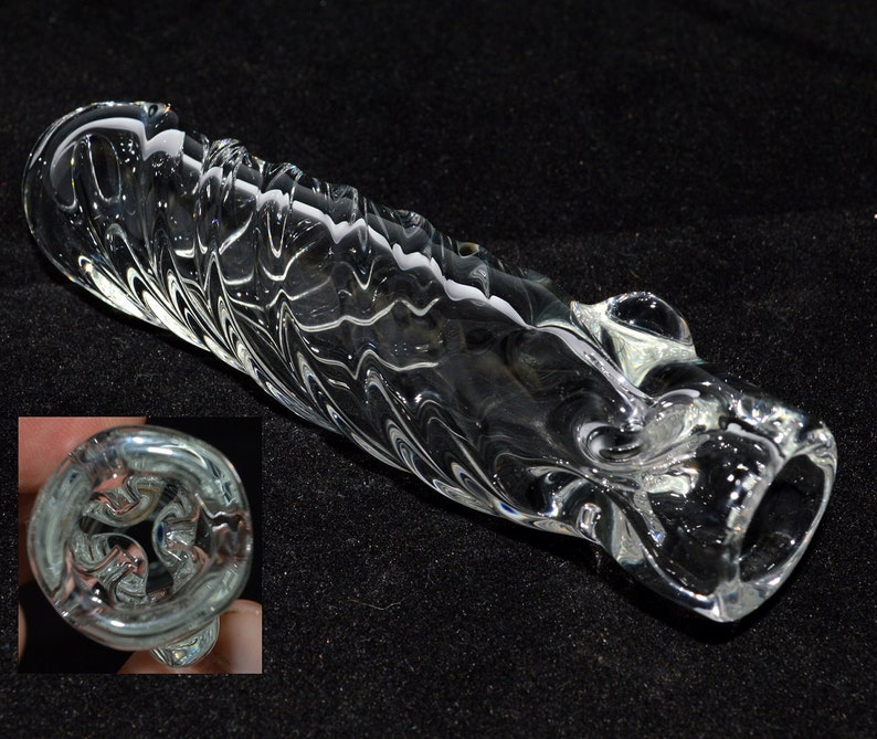 Heady Twisted Ice Pinch Chillum Handblown Glass Made to Order image 1