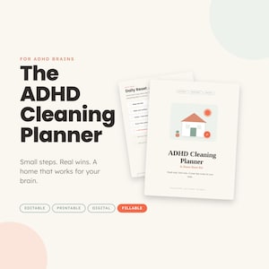 ADHD Cleaning Planner Bundle | Declutter Checklist + Family Chore Chart | Cleaning Schedule + Home Reset | Editable Fillable Printable