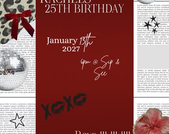 Invitación de cumpleaños con estilo Y2K