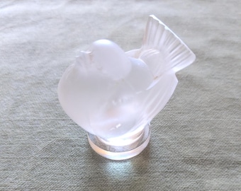 Lalique frosted glass sparrow   2" H signed "Lalique France" on the base