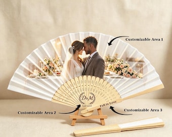 Personalized Bamboo Folding Hand Fan, Custom Wedding Hand Fan, Engraved Bridal Fan, Wedding Favor for Guests,  Summer Wedding Accessory