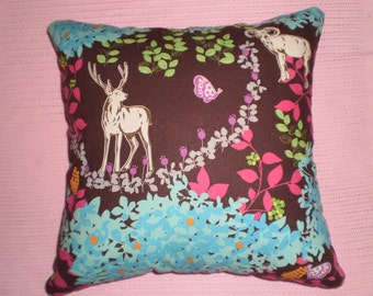 Japanese designer woodland animal print fabric cushion cover approx 45cm X 45cm