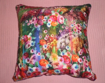 Abstract floral garden print, 100% quilting quality cotton cushion cover 45cm X 45cm