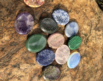 Hand Polished Crystal Worry Stone | Natural Palm Stone for Stress Relief Meditation Calm