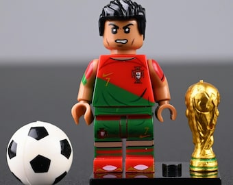 MOC Cristiano Ronaldo, CR7 GOAT, compatible con Lego, regalo de cumpleaños, Navidad, Día del Niño