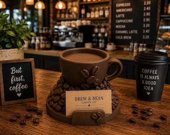 Coffee Business Card Holder | Coffee Cup Display Stand | Photo Holder | Coffee Bar Decor | Gift for Coffee Lovers