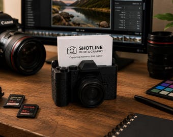 Photographer Business Card Holder | Camera Card Display Stand | Photography Studio Decor | Office Desk Accessory Gift