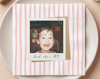 Custom Birthday Napkins with photo | Personalized Cocktail Napkins with Text  for Birthday Party | Happy Birthday Napkins For All Ages