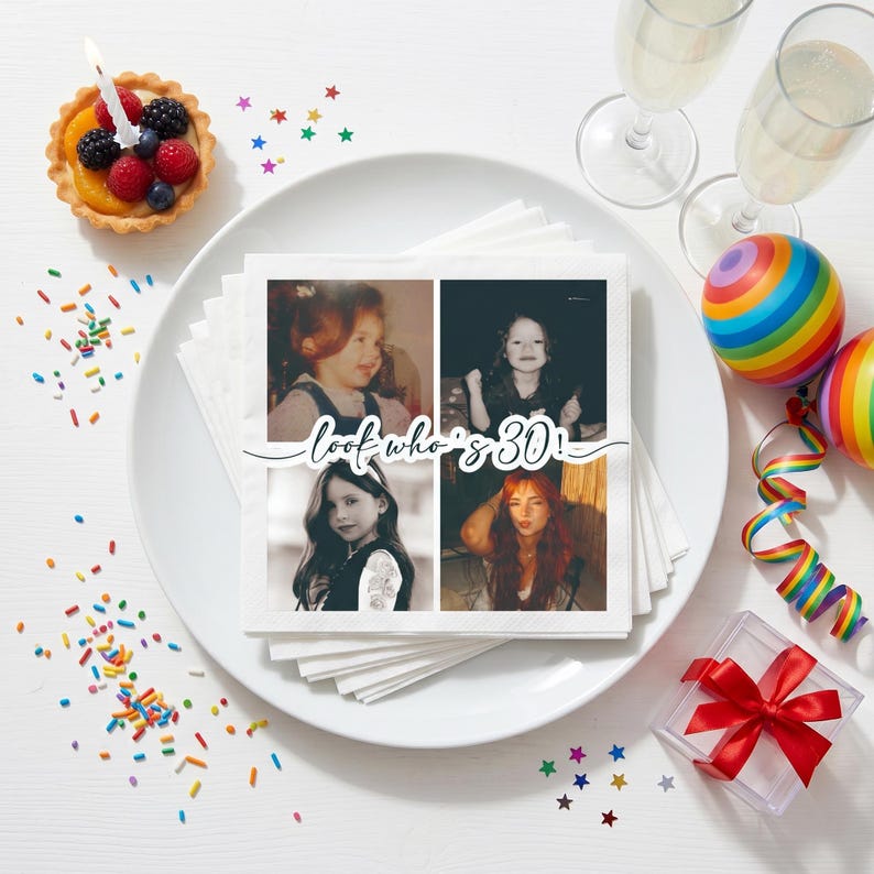 Custom Birthday Napkins with photo | Personalized Cocktail Napkins with Text for Birthday Party | Happy Birthday Napkins For All Ages image 2