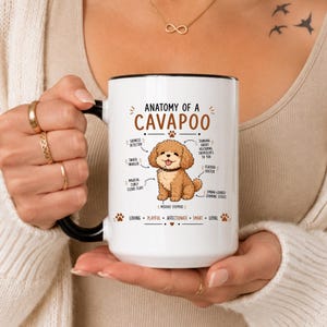 Cavapoo Anatomy Mug, Funny Dog Lover Gift, Cavoodle Puppy Parent Coffee Cup