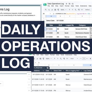 Daily Operations Log Google Sheets Template | Shift Handoff Logbook and Incident Tracker