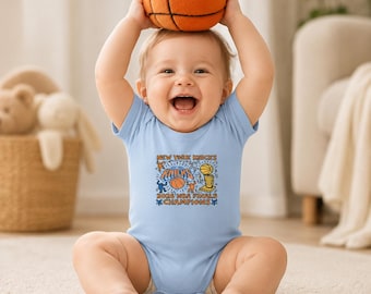 Babyrompertje met basketbalthema van de New York Knicks, kampioen van de NBA Finals | Leuk en energiek ontwerp in street art-stijl
