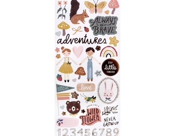 WOOD ICON CLOTHES PINS scrapbooking Crate Paper MAGICAL FOREST 4pc