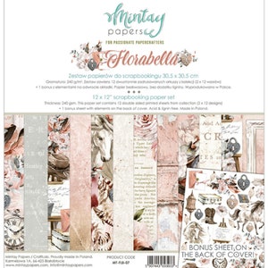 Mintay Florabella 12" x 12" Scrapbooking Paper Set,Floral,Garden,Birds,Card Making,Craft Supplies,Collage,Scrapbooking,Butterfly