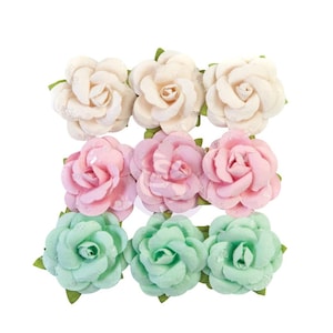 Prima Marketing Flowers Fluffy Candy 9pc,Embellishments,Craft Supplies, Prima Marketing The Dulce Collection Flowers,Roses Scrapbook Flowers