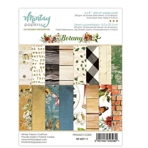 Mintay Botany 6" x 8" Paper Pad,Card Making,Craft Supplies,Floral Patterns,Background,Collage,Scrapbooking,Floral Paper Pad,Mintay Pad