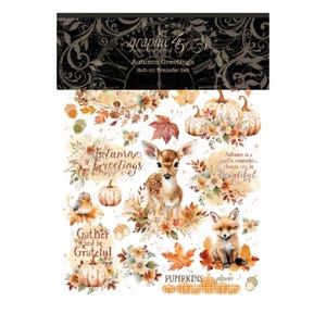 Graphic 45 Autumn Greetings Rub-On, knutselspullen, kaarten maken, scrapbooking, schattige bosdieren afbeeldingen overbrengen, herfstherfstversieringen