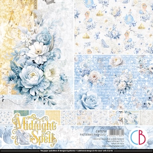 Ciao Bella Midnight Spell 12" x 12" Patterns Scrapbooking Paper Set ,Craft Supplies,Magic Princes Fantasy Paper Background,Card Making Paper