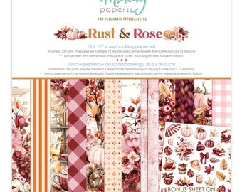 Mintay Rust & Rose 12" x 12" Scrapbooking Paper Set,Card Making,Craft Supplies, Fall Autumn Designs Paper ,Double Side Paper Scrapbook Cat