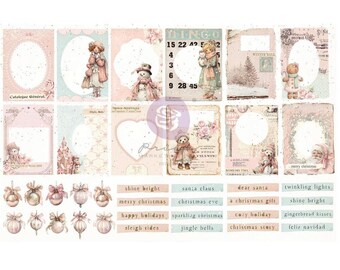 Prima Marketing Christmas Blush Ephemera Frosty Frames 76pcs, Craft Supplies, Noel Winter