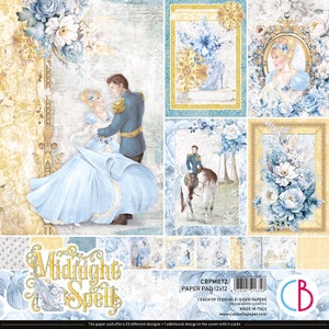 Ensemble de papier pour scrapbooking Ciao Bella Midnight Spell 30,5 x 30,5 cm, fournitures de loisirs créatifs, ensemble de papier fantaisie princes magiques, fabrication de cartes, papier double face