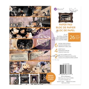 Prima Marketing Bewitched 6" x 6" Pappersblock, Hantverksmaterial, Korttillverkning, Scrapbooking, Collage, Halloween Söt Katt Pumpa, Häxad Pappersblock