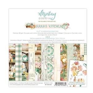 Mintay Nana's Kitchen 6 "x 6" Papierblock-Set, Kartenherstellung, Bastelbedarf, Collage, Küche Dekorpapier, Premiumpapier, Floral, Scrapbooking