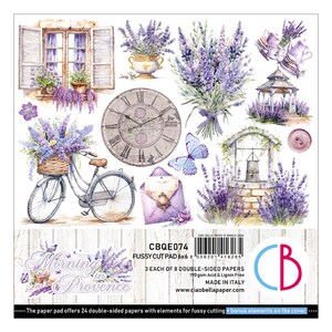 Ciao Bella Morning In Provence 6" x 6" Fussy Cut Pad ,Craft Supplies,Card Making,Floral,Lavender,Spring Paper Fussy Cutting Pack,Lilac Paper
