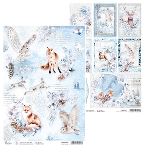 Ciao Bella Winter Journey A4 Papier de riz, Fournitures créatives, Papier de découpage, Papier de forêt d'hiver, Collage, Fabrication de cartes, Papier de scrapbooking, Animaux